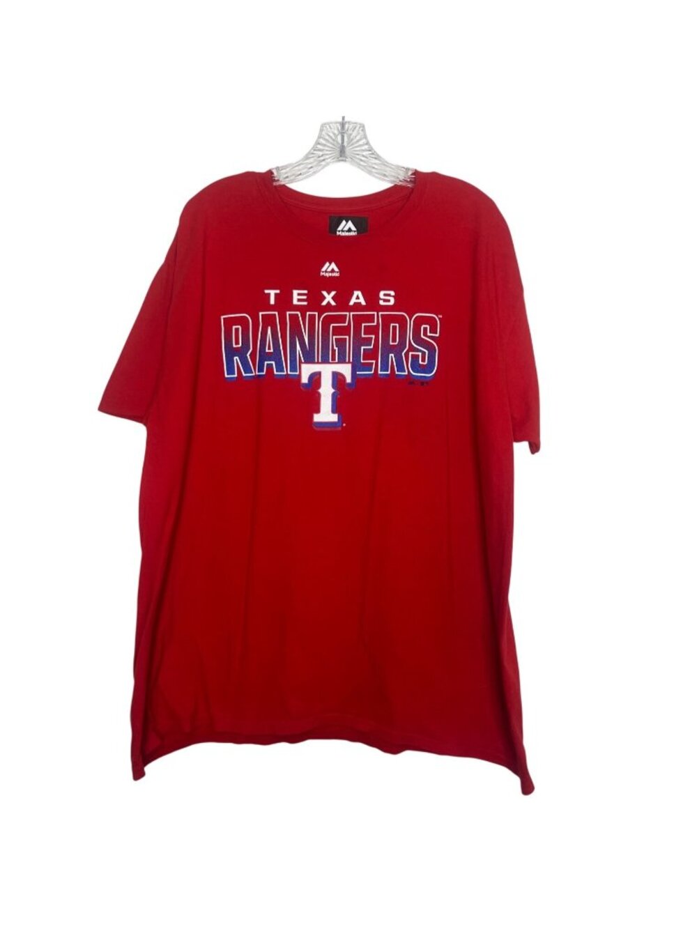 Majestic Texas Rangers Tshirt 2XL Red Short Sleeve Graphic Tee Baseball